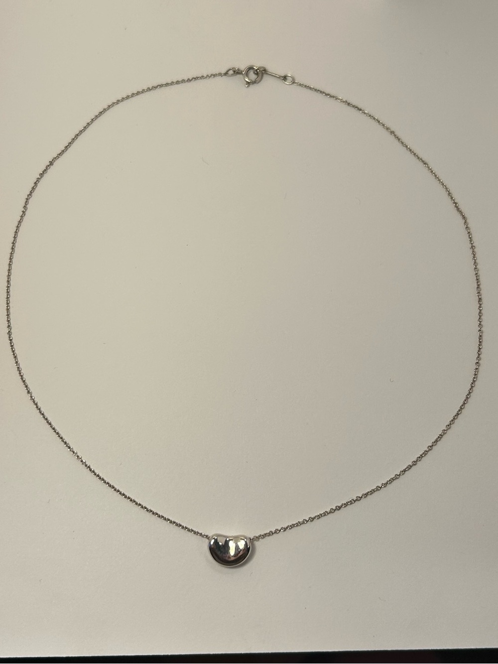Tiffany & Co. Sterling Silver Bean Pendant Necklace with Blue Pouch - Picture 4 of 5